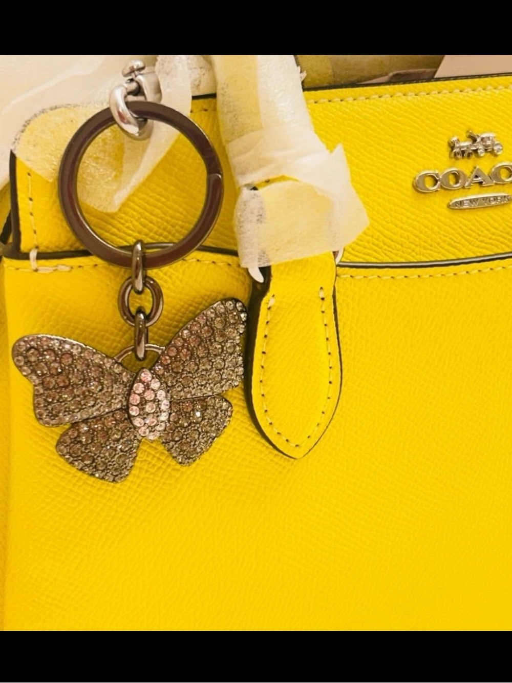 EXTREMELY RARE Vintage Coach Y2K Crystal Butterfly Keychain/ Bag Charm - Picture 2 of 13